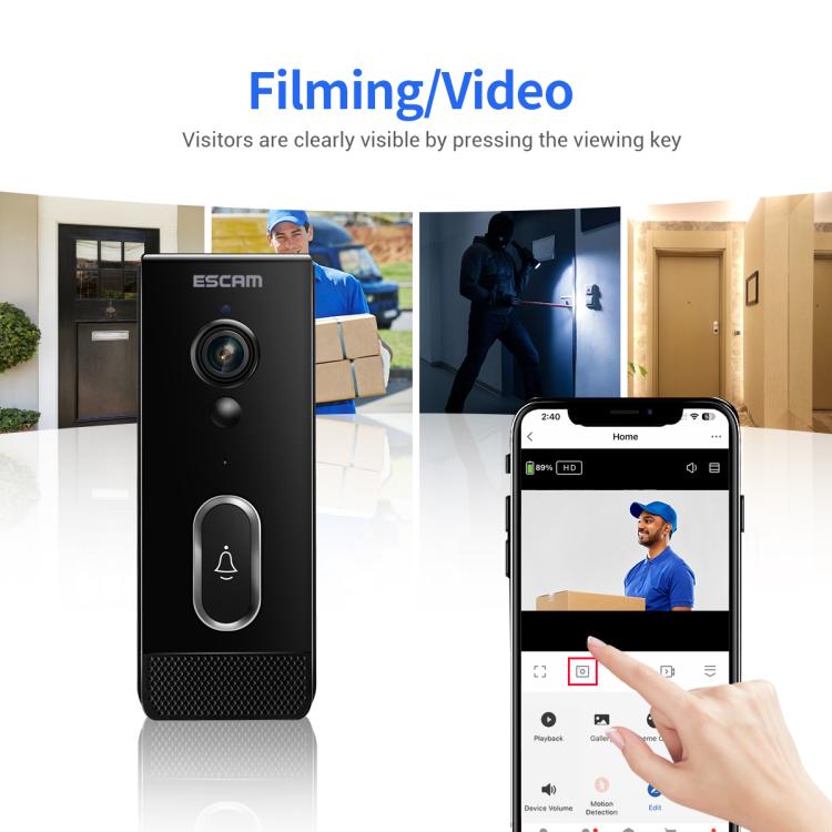 ESCAM V5 TUYA 1080P Intelligent Two-Way Voice Night Vision Wireless Doorbell, V5 ESCAM V5 TUYA 1080P Intelligent Two-Way Voice Night Vision Wireless Doorbell, V5
